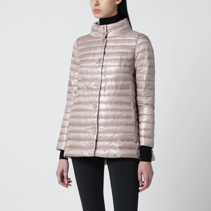Light pink quilted nylon padded jacket