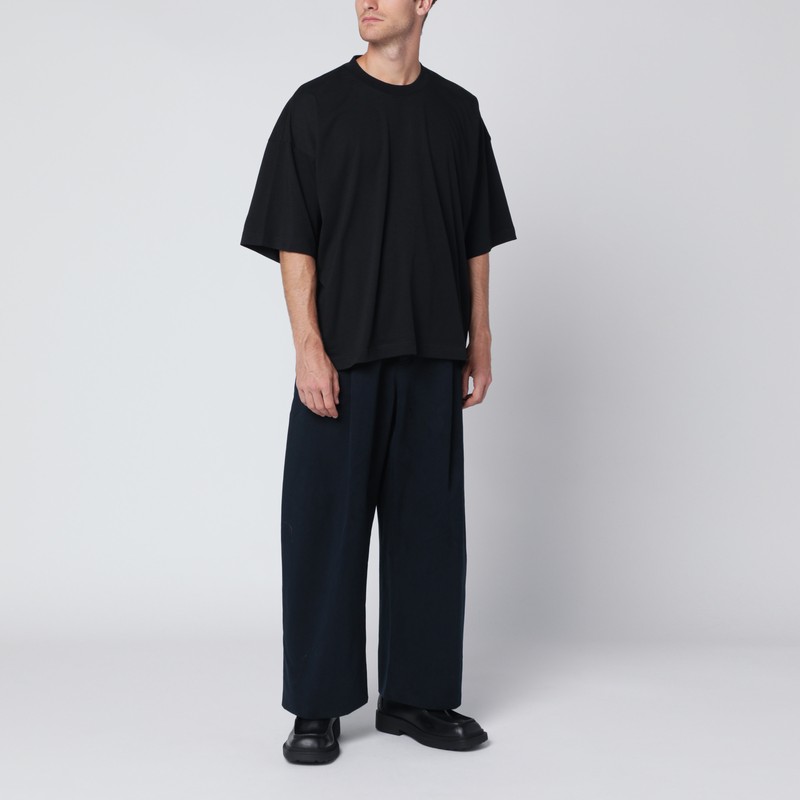 Studio Nicholson Oversized Black Cotton T-shirt In Black