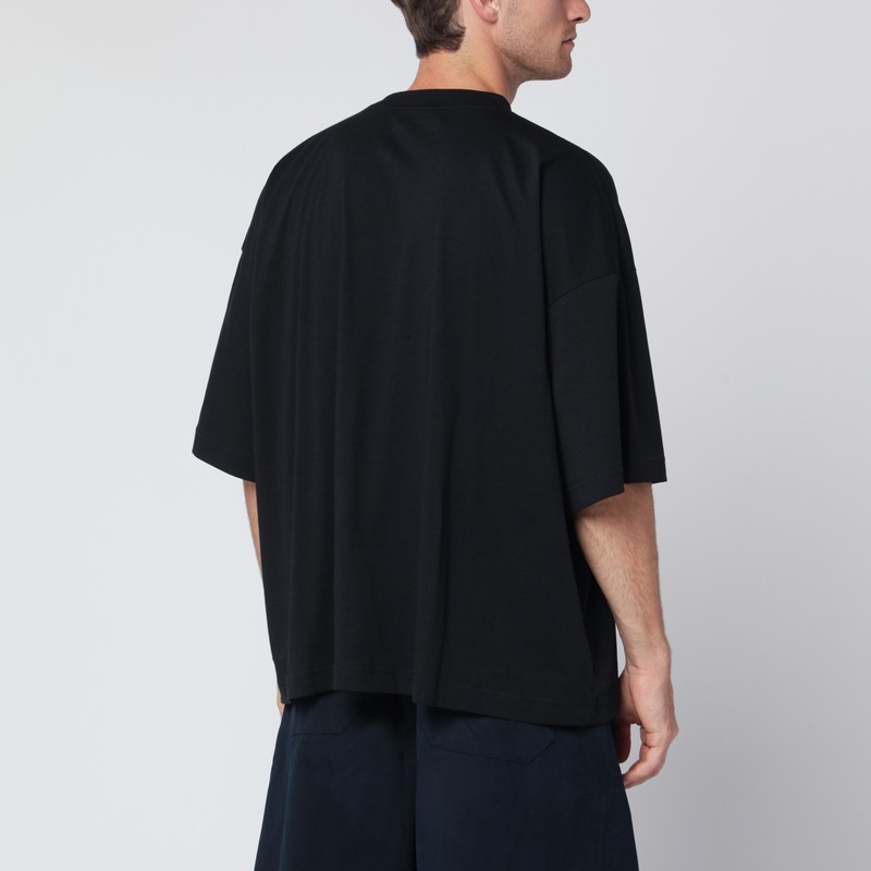 Studio Nicholson Oversized Black Cotton T-shirt In Black