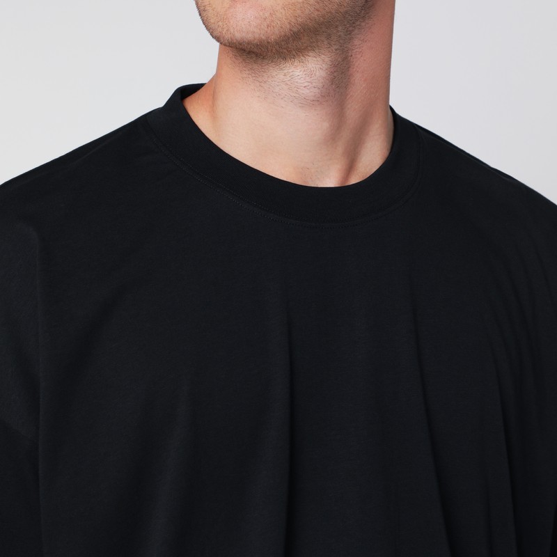 Studio Nicholson Oversized Black Cotton T-shirt In Black