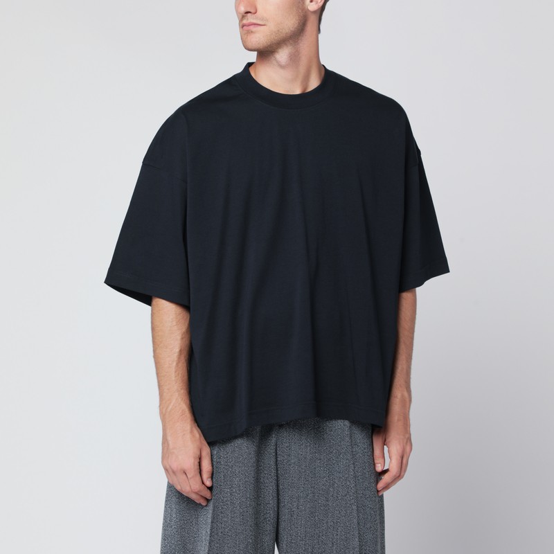 Studio Nicholson Oversized Navy Blue Cotton T-shirt In Blue