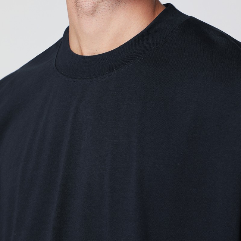 Studio Nicholson Oversized Navy Blue Cotton T-shirt In Blue