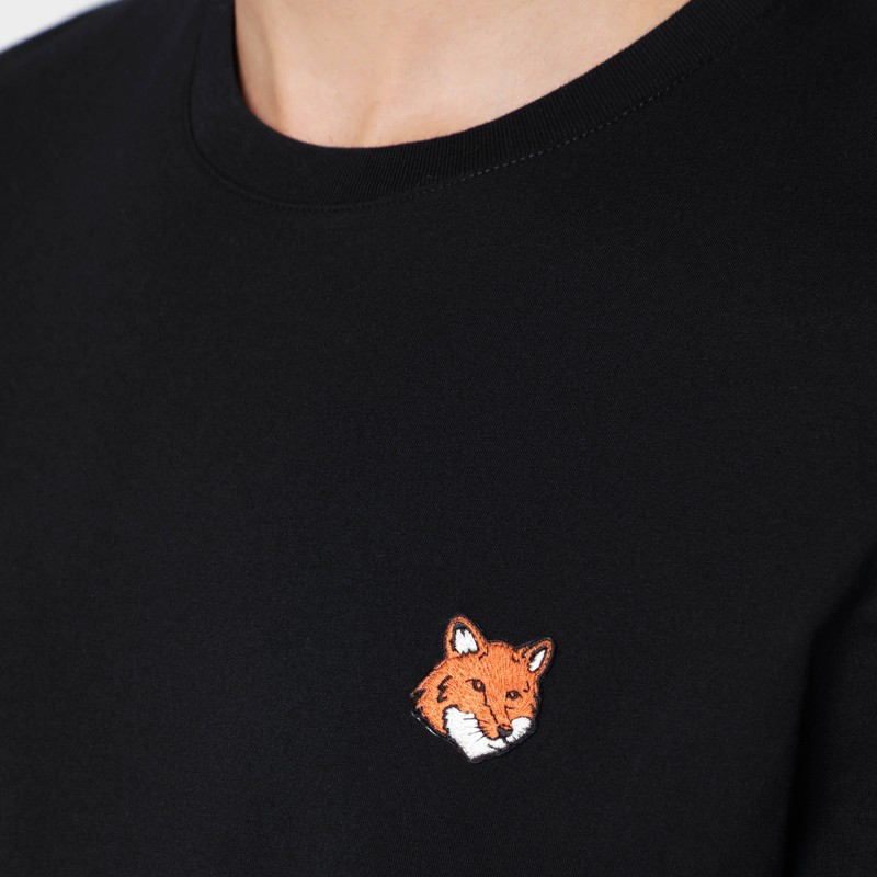 Maison Kitsuné Black Regular T-shirt With Logo Patch In Black