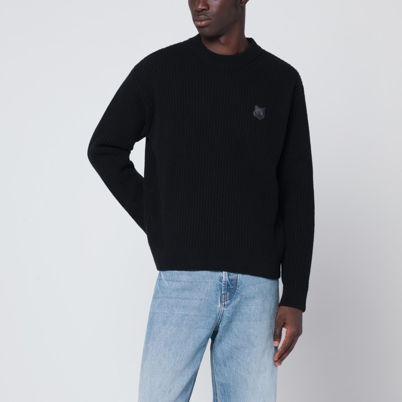 Maison Kitsuné Black Wool Sweater In Black