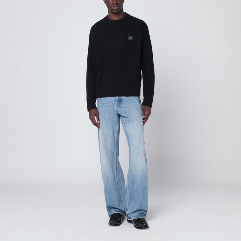 Maison Kitsuné Black Wool Sweater In Black