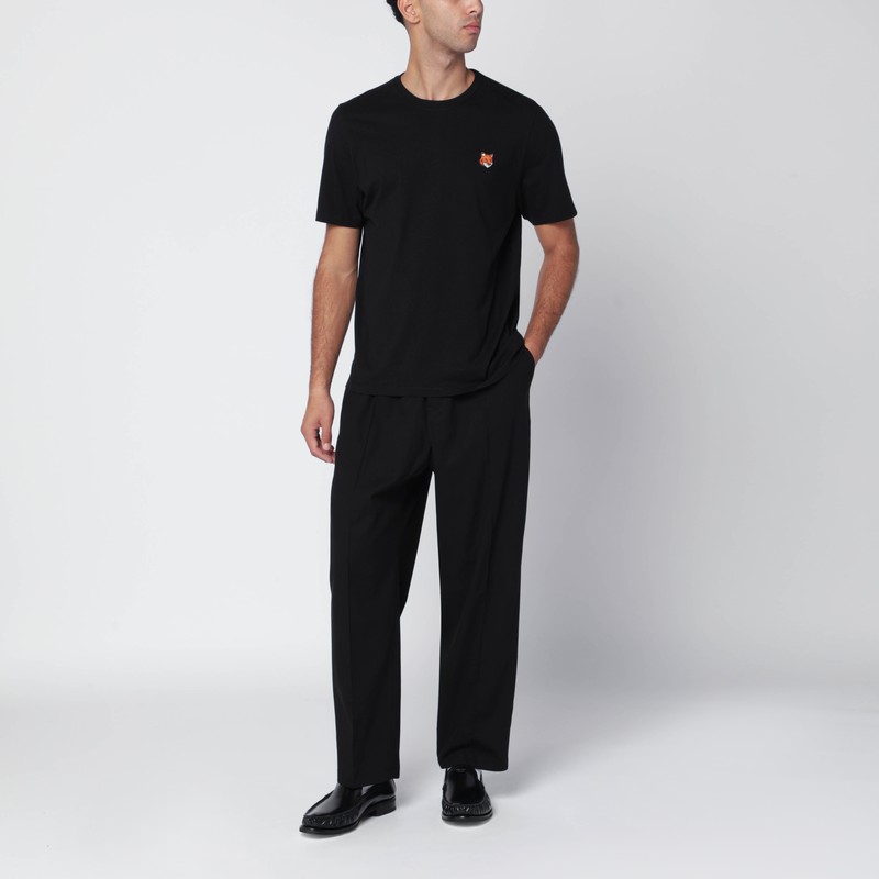 Maison Kitsuné Black Cotton Trousers In Black