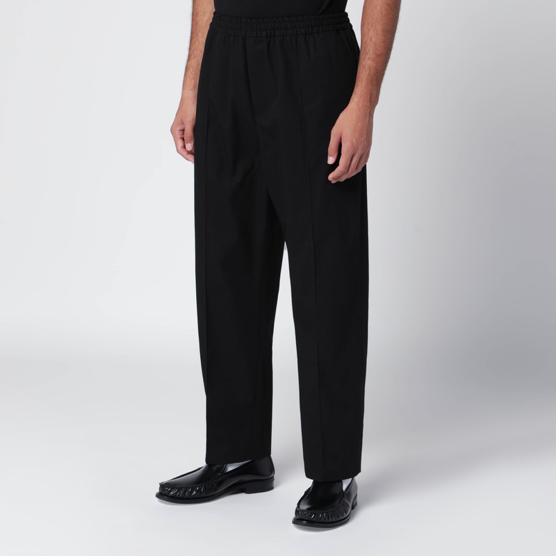 Maison Kitsuné Black Cotton Trousers In Black