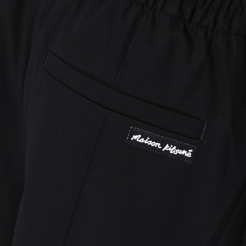 Maison Kitsuné Black Cotton Trousers In Black
