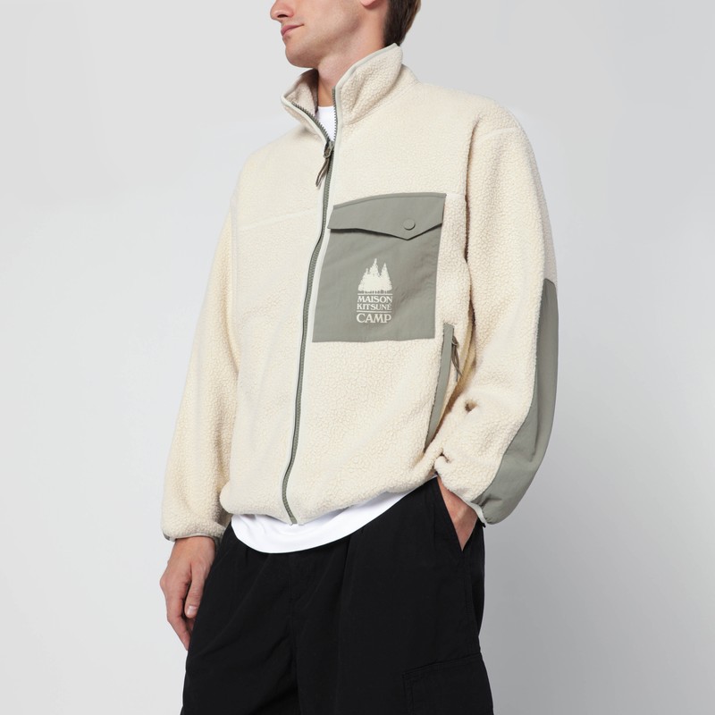 Maison Kitsuné Casual Fleece Zipped Jacket Clothing In Neutral