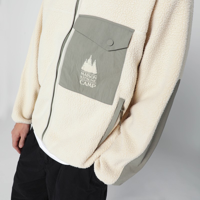 Maison Kitsuné Casual Fleece Zipped Jacket Clothing In Neutral