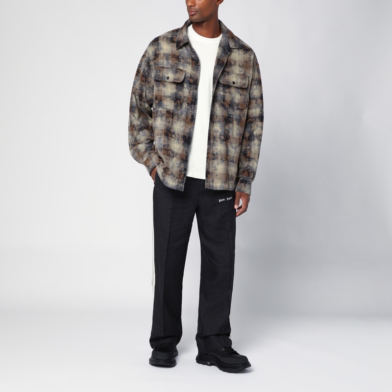 Palm Angels Anthracite Grey Linen Sports Trousers In Grey
