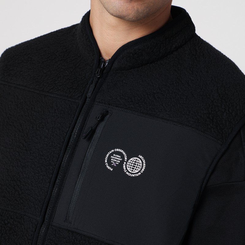 Purple Mountain Observatory Black Fleece Zipped Waistcoat In Black