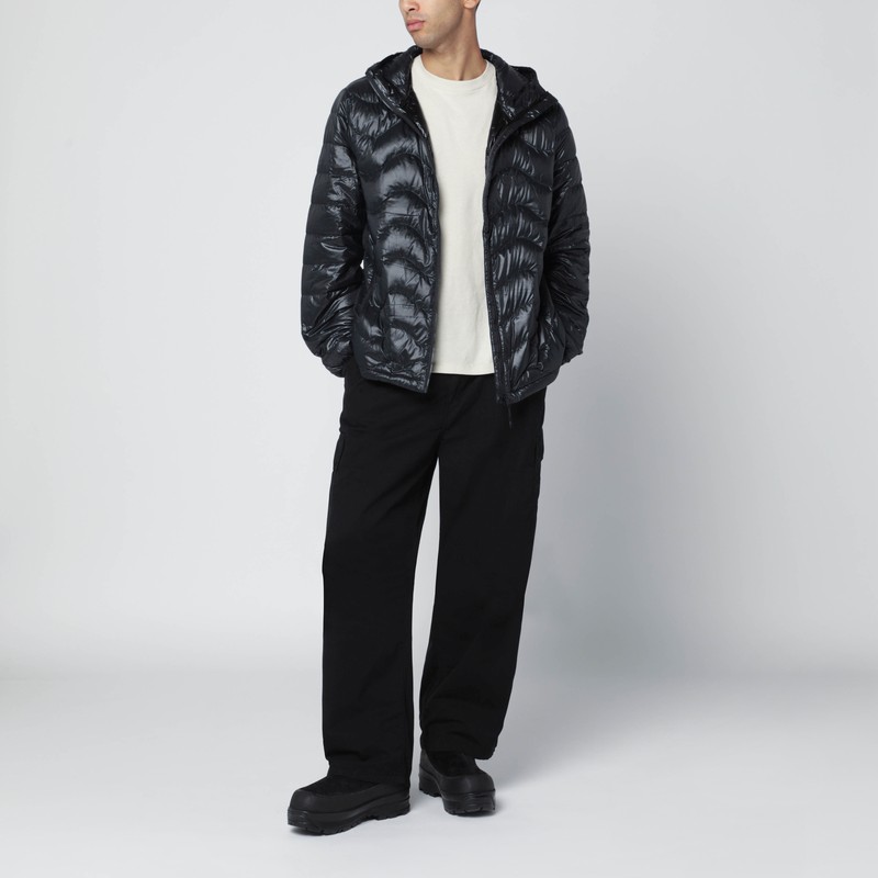 Purple Mountain Observatory Black Waves Hooded Puffer Jacket In Black