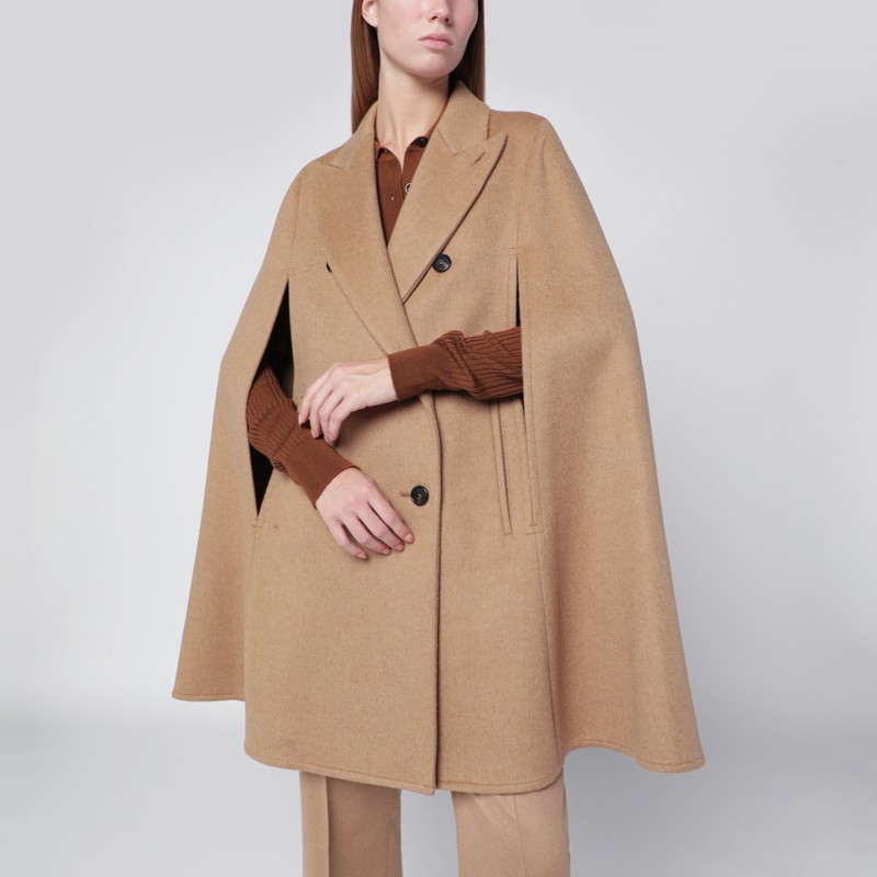 Beige camel drap cape