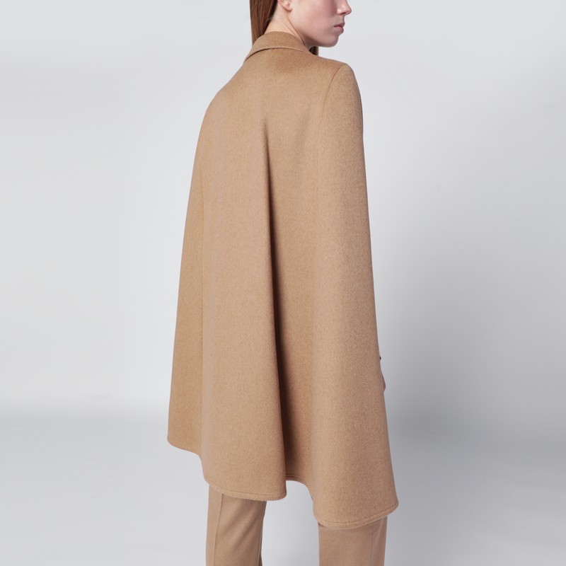 Max Mara Beige Camel Drap Cape In Sand