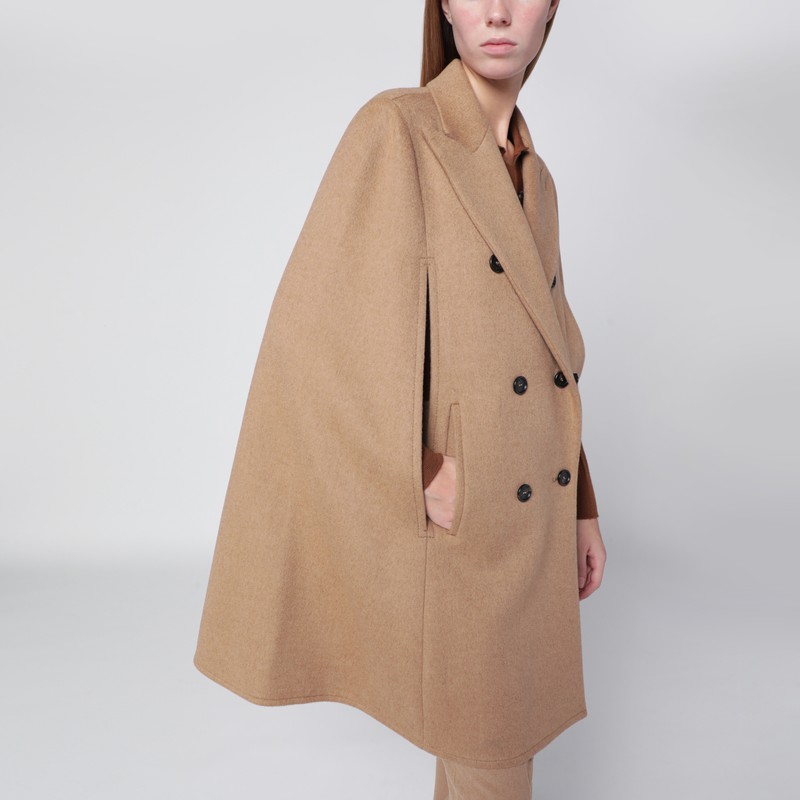Max Mara Beige Camel Drap Cape In Sand