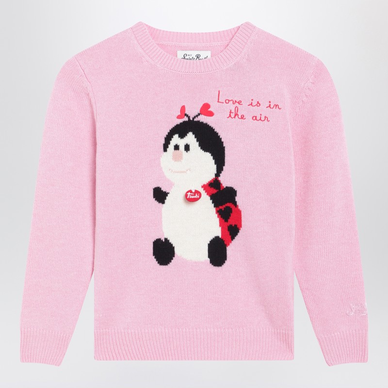 Pink wool-blend sweater with Trudi Ladybug