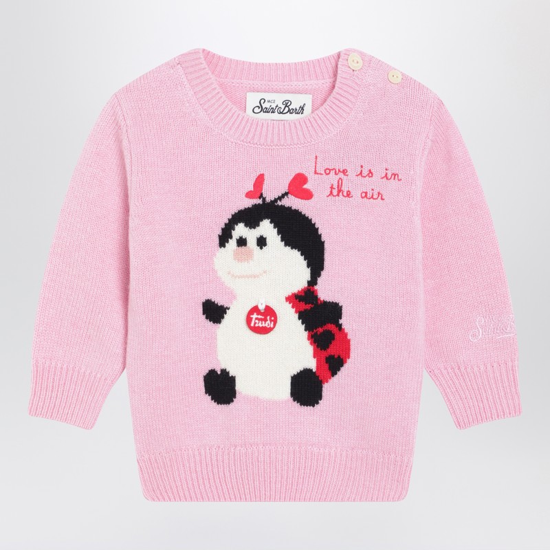 Mc2 Saint Barth Pink Wool-blend Sweater With Trudi Ladybug In Pink