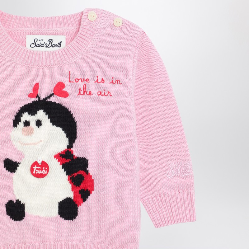 Mc2 Saint Barth Pink Wool-blend Sweater With Trudi Ladybug In Pink