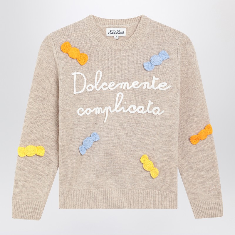 Mc2 Saint Barth Beige Sweater With Candy Patch In Neutral