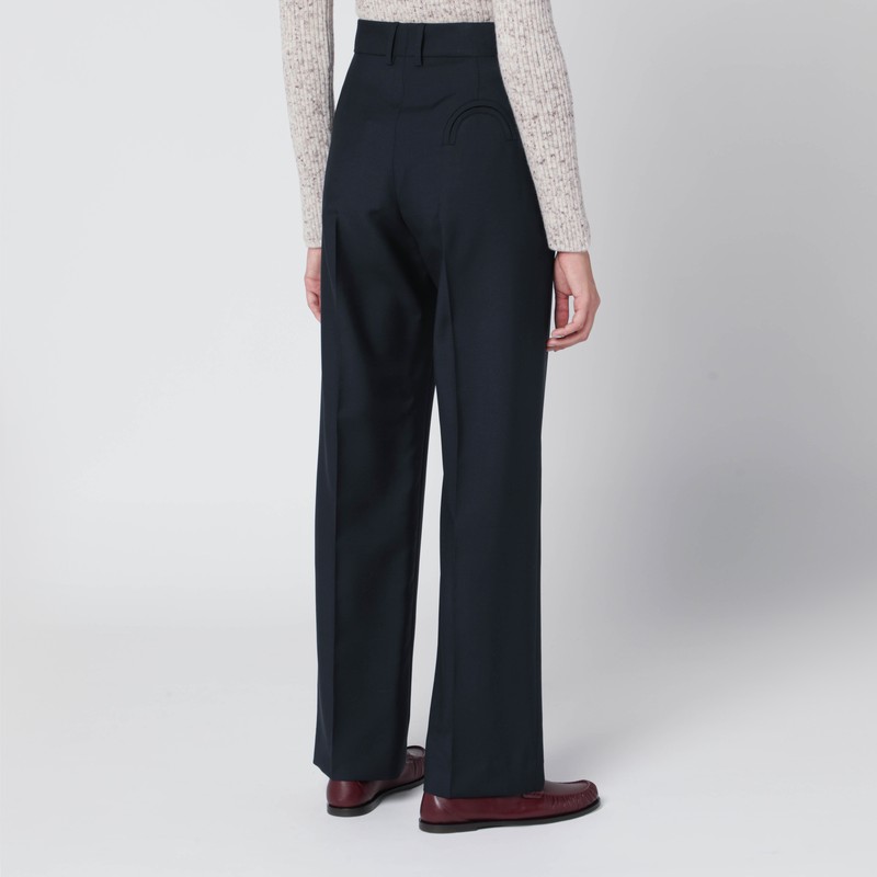 Blazé Milano First Class Pants In Navy Blue Wool And Mohair In Blue