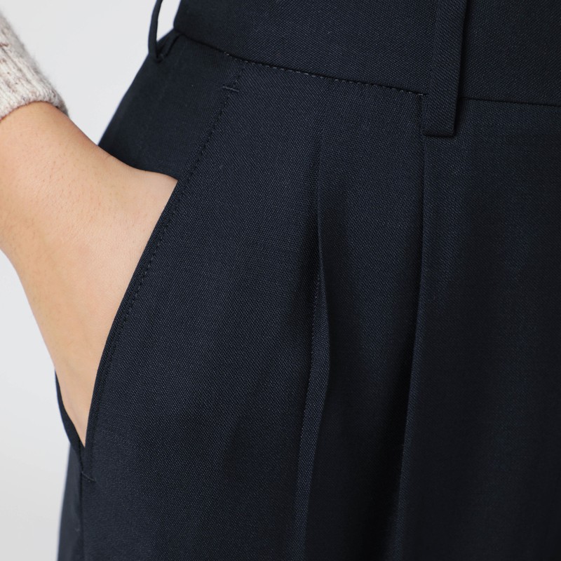 Blazé Milano First Class Pants In Navy Blue Wool And Mohair In Blue