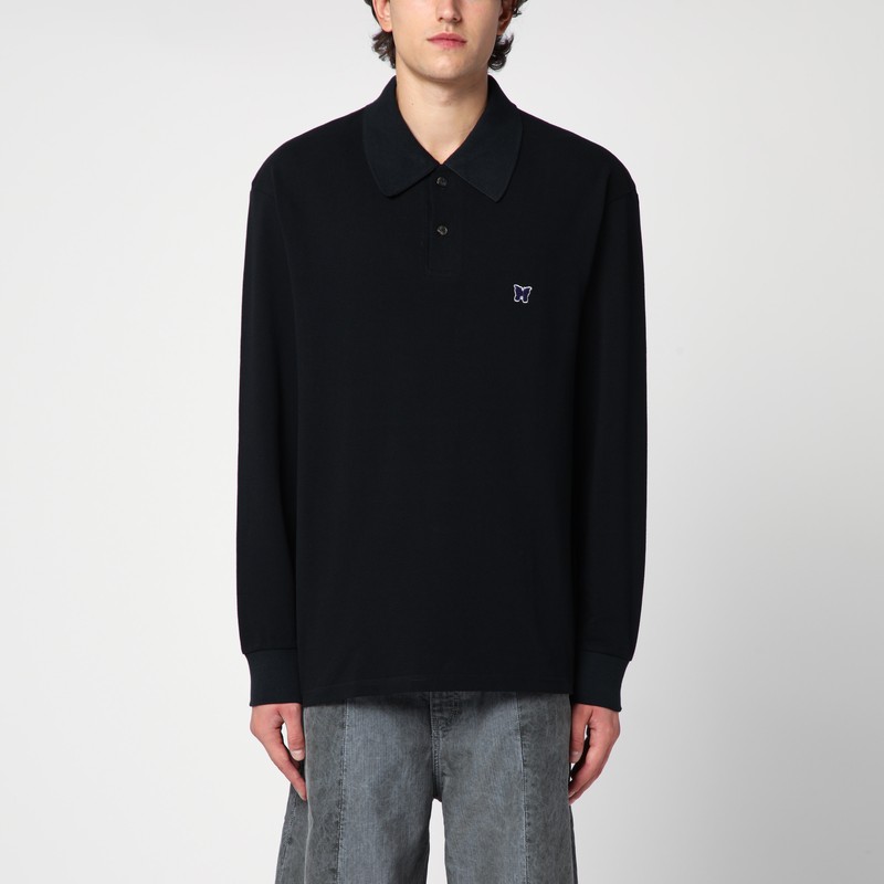 Black cotton polo shirt