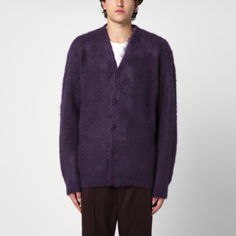 Cardigan viola in misto mohair