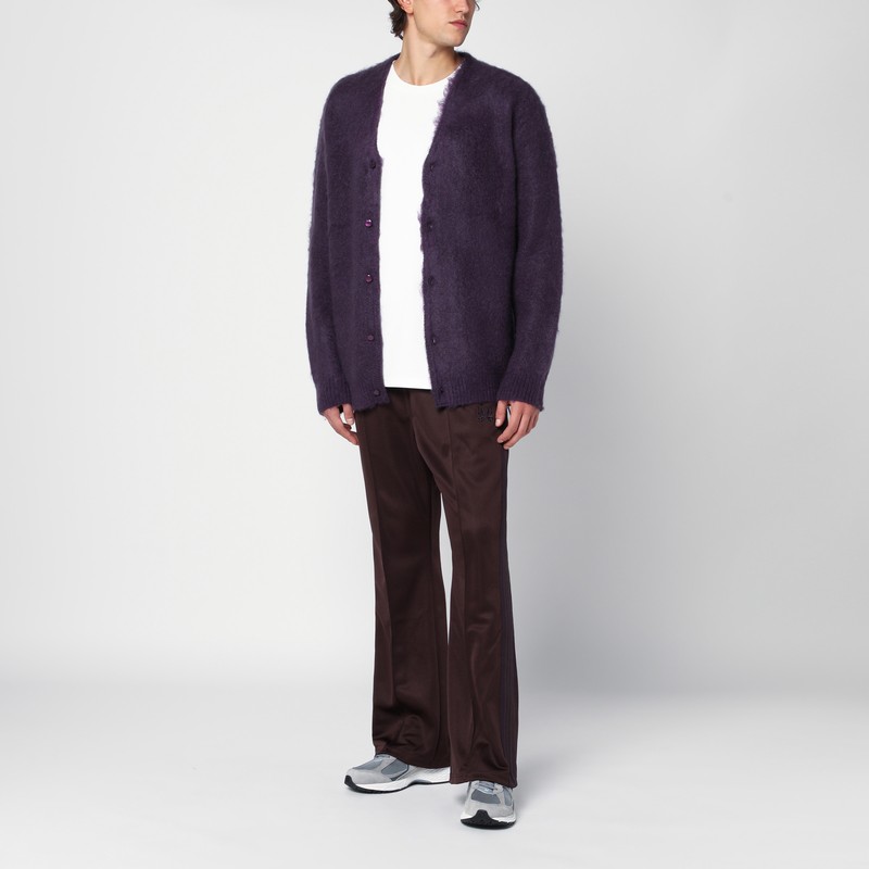 Needles Viola Mohair Cardigan Elbow Patches In Purple
