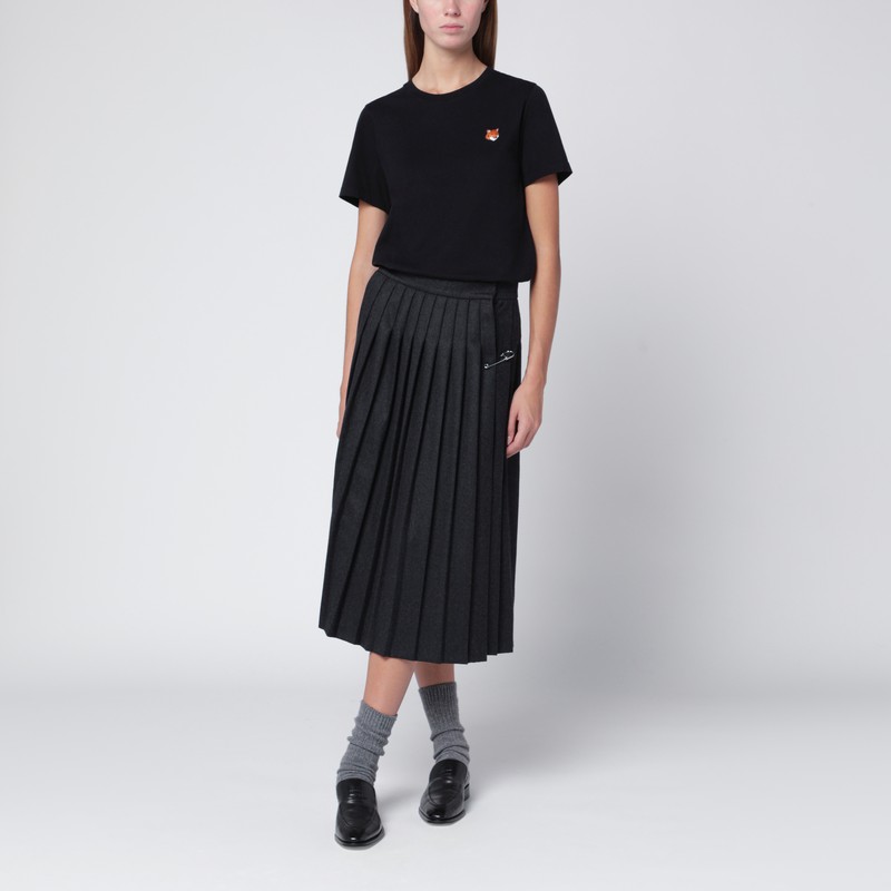 Maison Kitsuné Black T-shirt With Logo Patch In Blue
