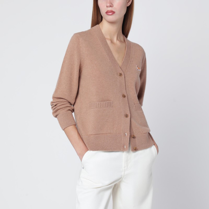 Maison Kitsuné Light Brown Wool Cardigan