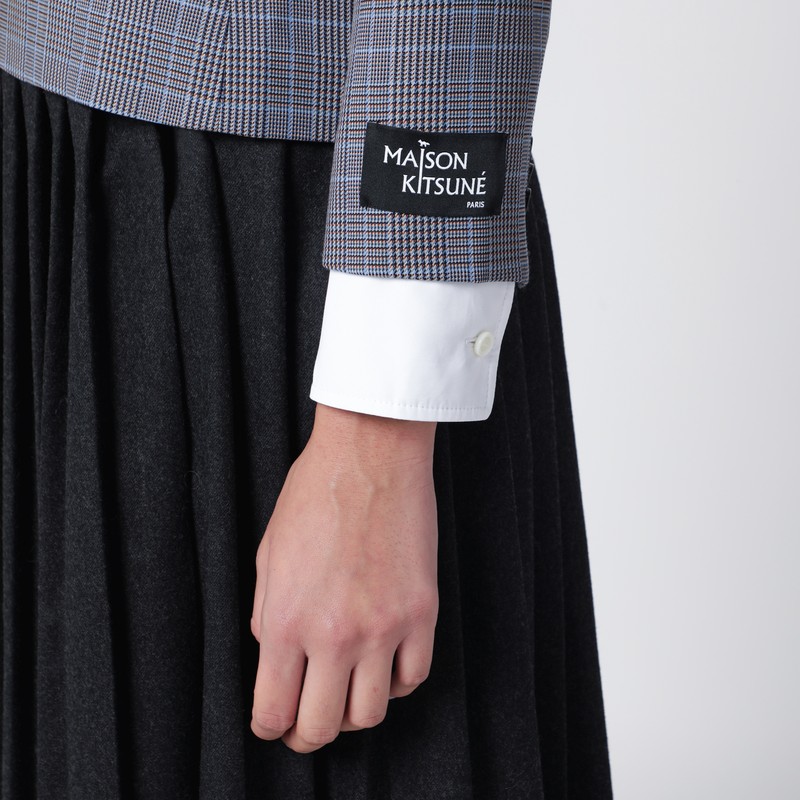 Maison Kitsuné Blue Checked Single-breasted Blazer In Gray