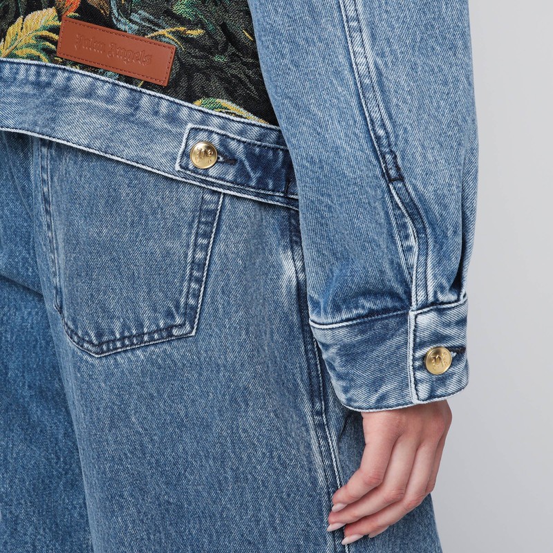 Palm Angels Jungle Paneled Denim Jacket In Blue | ModeSens