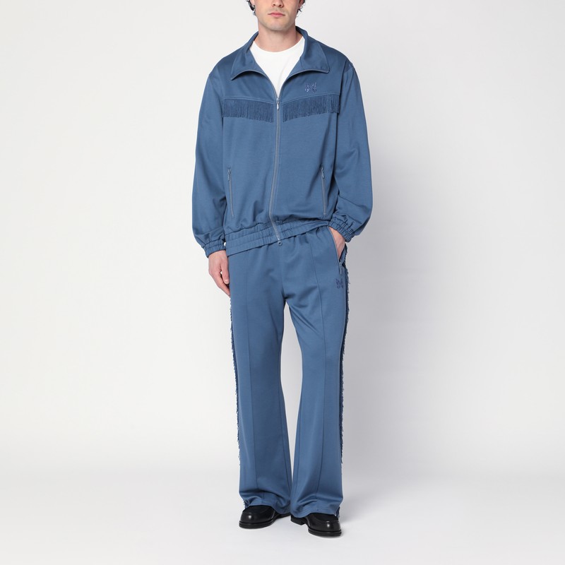 Needles Fringed Sweatshirt With Elastic Cuffs And Pockets In Blue