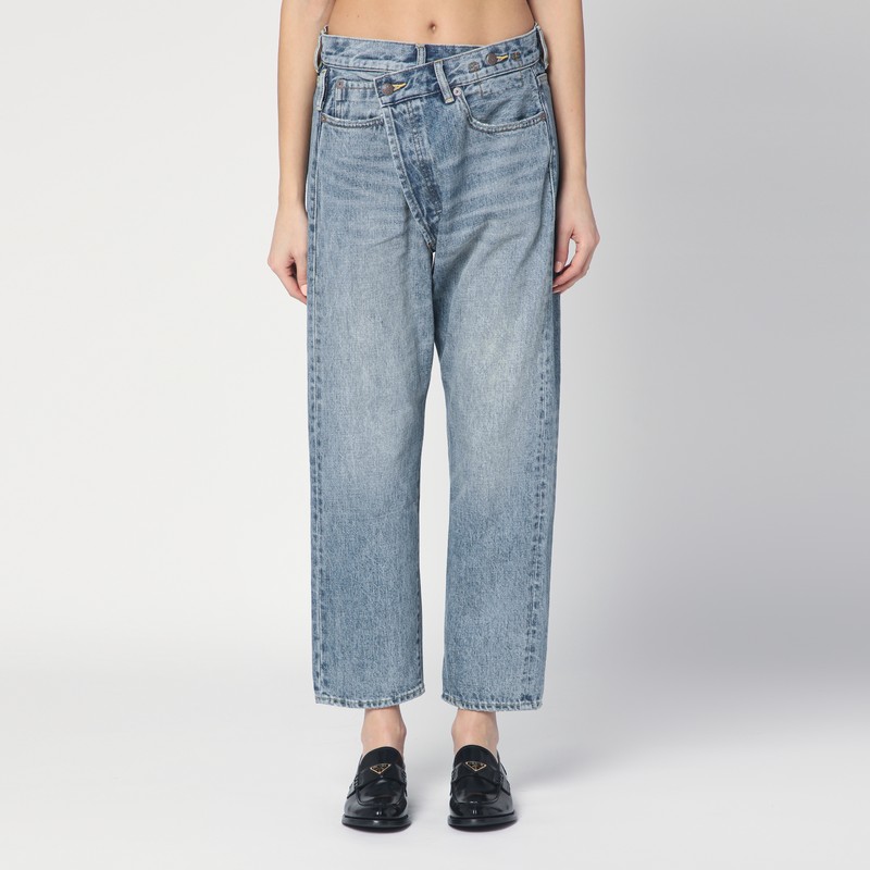 R13 Faded Blue Crossover Jeans In Blue