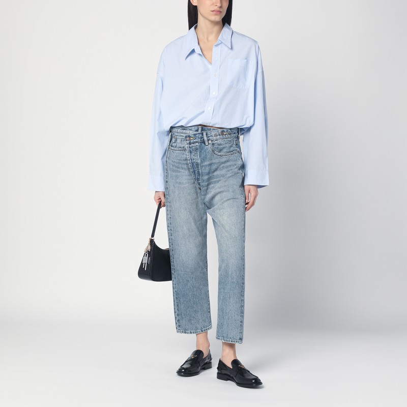 R13 Faded Blue Crossover Jeans In Blue