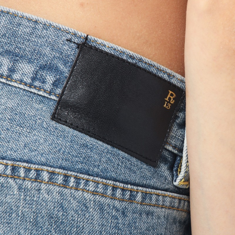 R13 Faded Blue Crossover Jeans In Blue