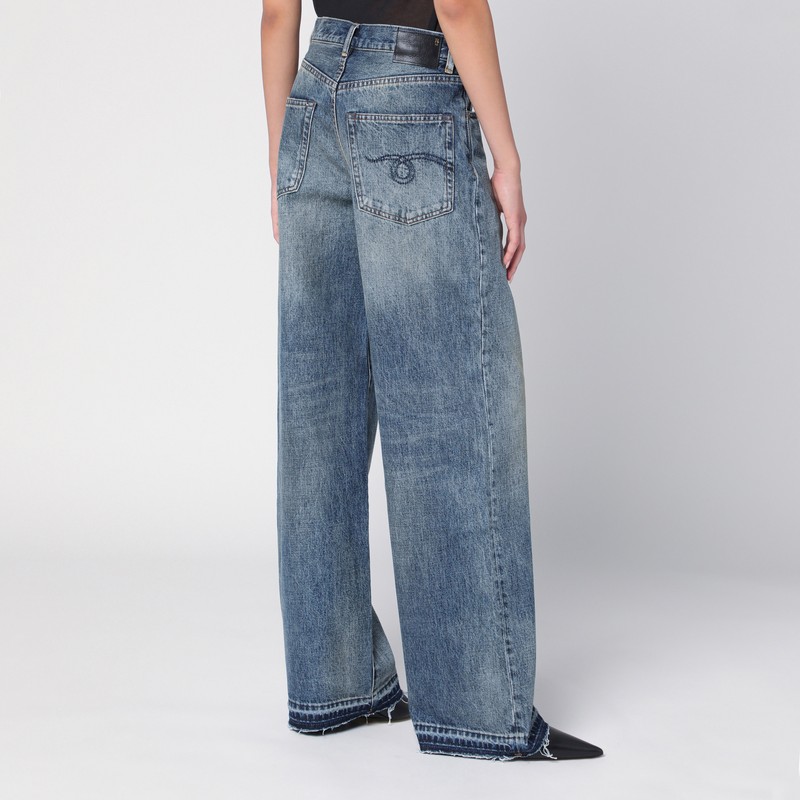 R13 Dawson Wide Washed Jeans In Blue