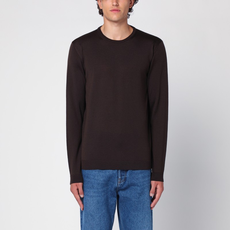 Ebony merino wool crew-neck sweater