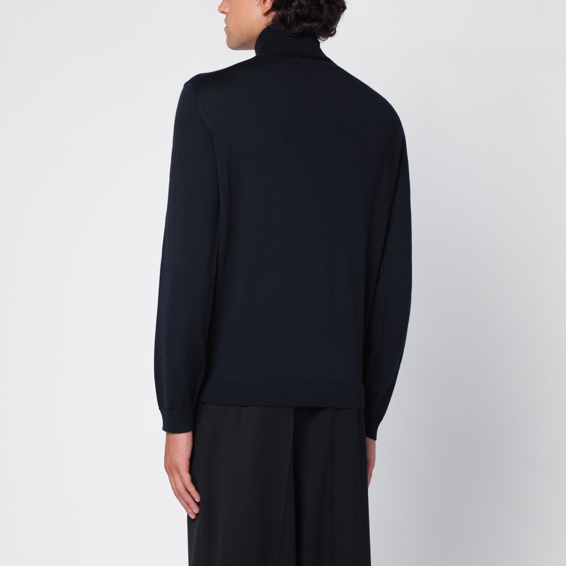 Roberto Collina Navy Merino Wool Turtleneck Sweater In Blue
