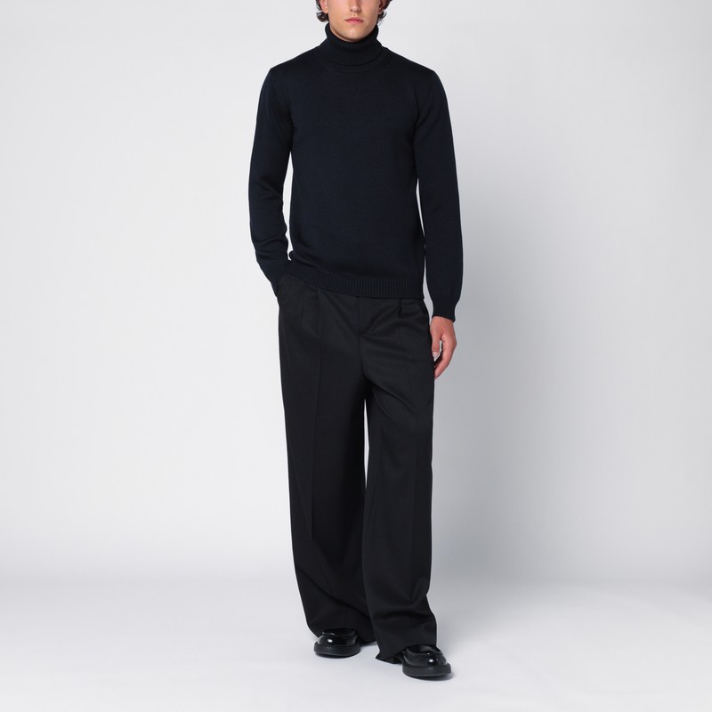 Roberto Collina Navy Merino Wool Turtleneck Sweater In Blue