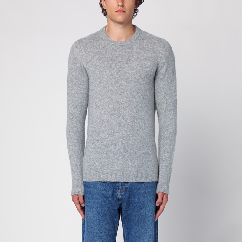 Grey cashmere crew-neck pullover