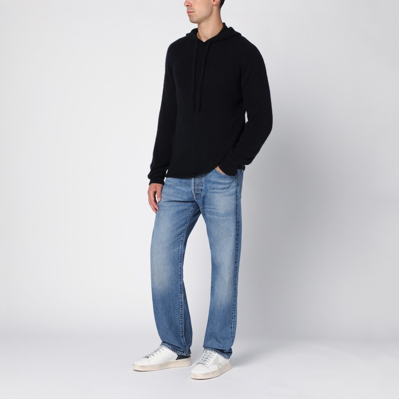 Roberto Collina Black Cashmere Hooded Sweatshirt In Black
