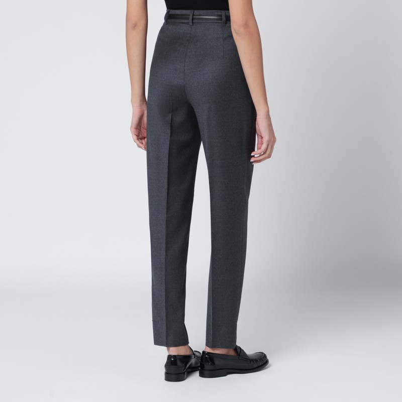 Max Mara Dark Grey Wool Trousers In Blue
