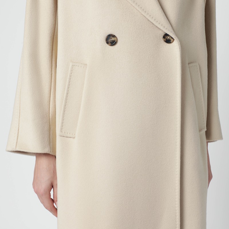 Weekend Max Mara Cream Wool Double-breasted Midi Coat In Blue