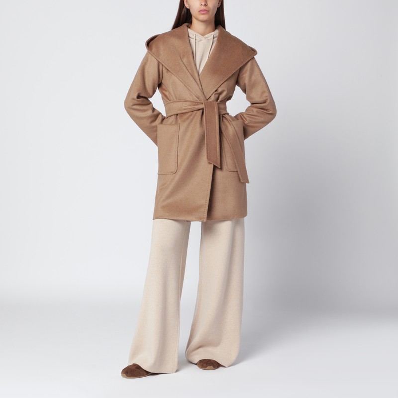 Max Mara Camel Wrap Coat In Brown