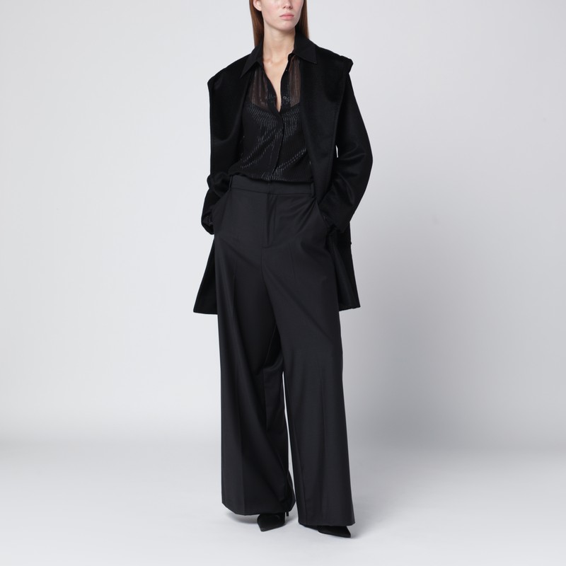 Max Mara Black Camel Wrap Coat In Black