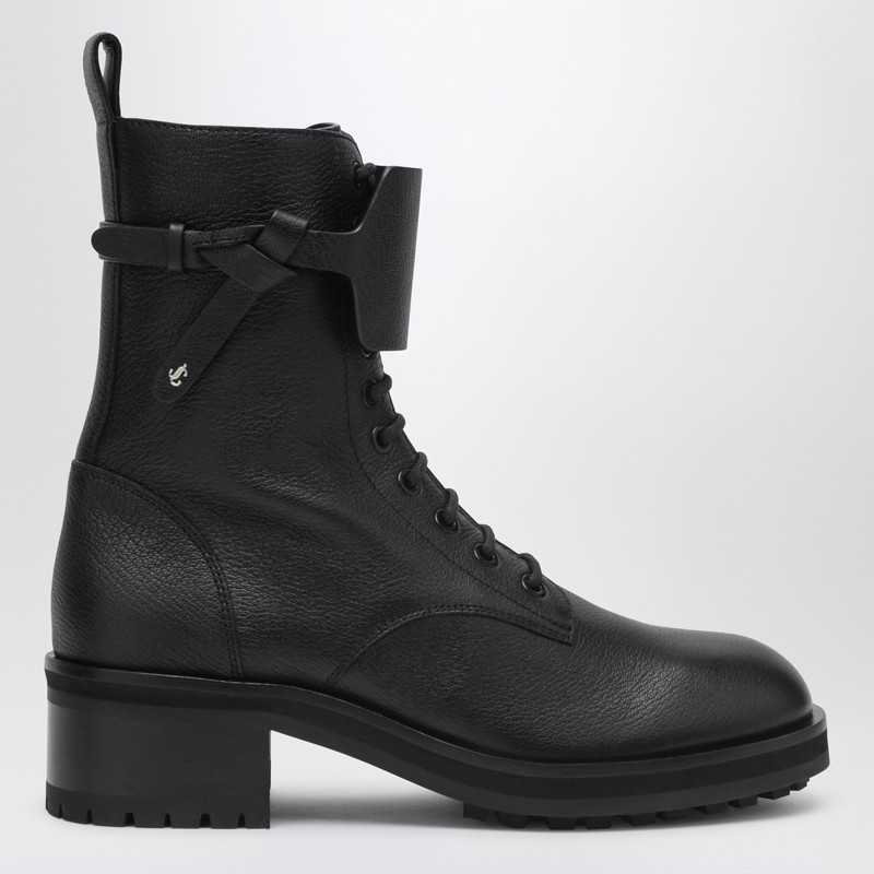 Rosabel Flat black leather ankle boots