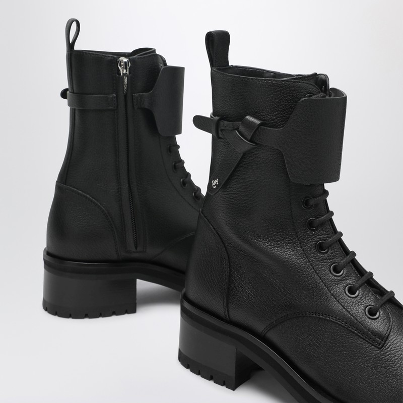 Jimmy Choo Rosabel Flat Black Leather Ankle Boots In Black