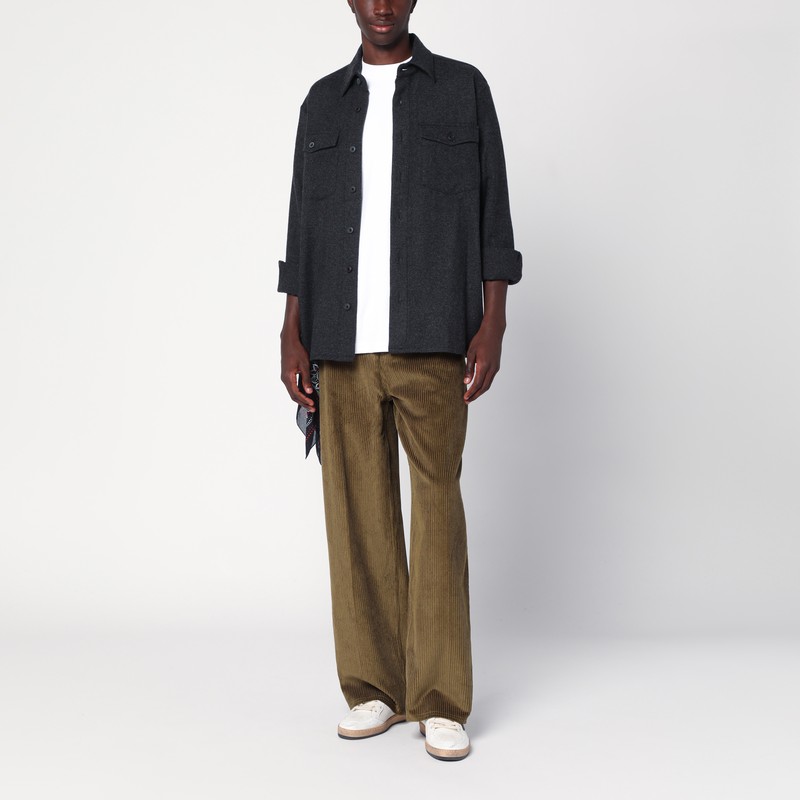 Destin Dark Gray Wool Shirt In Gray